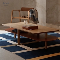 EKAR-Table basse en bois massif avec dessus en marbre, élégante table d'appoint antique pour espace de vie haut de gamme