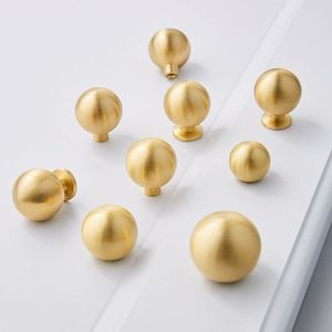 Modern Luxury Solid Brass Ball Handle <strong>Knob</strong> Drawer Cabinet <strong>Door</strong> Golden Single Hole Pull <strong>Knob</strong> - Product Image 6