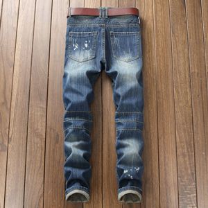 Pantalon droit pour homme <span class=keywords><strong>Bufa</strong></span>, taille plus, en coton, jean de moto, plissé, style punk nostalgique, lavage coloré, bouton OEM ODM - Product Image 4