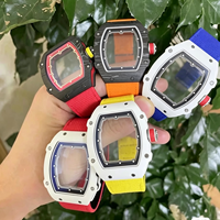 Montre automatique pour homme, blanche, 6702, luxe, carrée, ultra-fine, 7,8 mm, cadran squelette en fibre de carbone, bracelet en nylon, lumineuse, fitness en plein air
