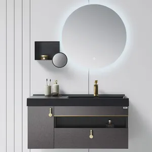 BNITM Armoire de salle de bain design simple à la mode Coiffeuse de salle de bain de taille personnalisée avec miroir suspendu au mur