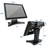 Terminal Punto de Venta Todo en Uno con Windows de 15 Pulgadas, WiFi, Pantalla Táctil para el Cliente con VFD de 2 Líneas Integrada, Caja Registradora para Supermercado