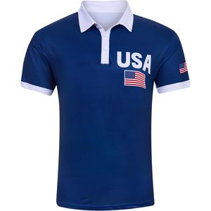 Polo personnalisé pour homme avec drapeau américain, manches courtes, séchage rapide, chemise de golf patriotique, Jour de l'Indépendance, 4 juillet - Product Image 1