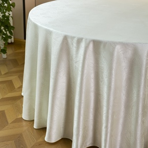 Nappe Ronde de Luxe Bleu Marine 108 Pouces en Jacquard Polyester Imperméable Écologique Personnalisable Motif Floral Damassé pour Décoration de Mariage - Product Image 1