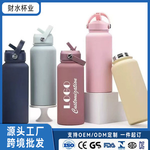 Stainless Steel Insulated Water <b>Bottle</b> 304 Vacuum Double Wall Large Mouth Portable Outdoor Sports Camping Straw Cup - Product Image 5