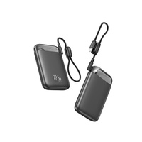Nouvelle arrivée, batterie externe 10000 mAh PD 225W avec câble intégré, écran numérique, finition miroir élégante, compacte et portable