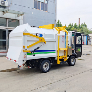 Camion à ordures compacteur électrique à pompe hydraulique auto-déchargeante blanc 2 roues - Product Image 2