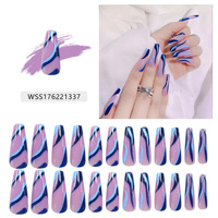 Nouvelle Mode Papillon Imprimer Ballerine Long Cercueil Ongles Coloré Français Nais Personnalisé En Gros Appuyez Sur Les Ongles
