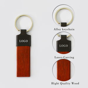 Oneway – porte-clés vierge de haute qualité, anneau personnalisable avec logo en métal, porte-clés en bois de bambou - Product Image 4