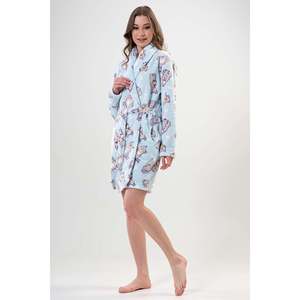 KADIN SOFT SAL YAKA UZUN KOL KISA CEPLI SABAHLIK - สีฟ้าคริสตัล - สีฟ้าคริสตัล - Product Image 1