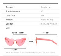 Cadeaux de mariage bon marché en gros lunettes sans monture couleur bonbon prix PC lunettes pour dames amour et roses protection UV400 lunettes de soleil cœur pour femmes