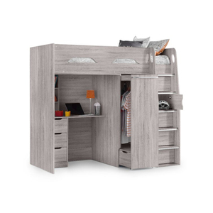 4 ящика каркаса для кровати, высокая кровать-Лофт с домашней станцией, функциональное Место для хранения одежды для детей-подростков - Product Image 3