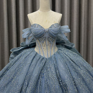 <span class=keywords><strong>Robe</strong></span> <span class=keywords><strong>de</strong></span> Quinceañera Jancember LSMC116 Illusion Blue Crystal Sweet 16 Aos pour filles avec nœud - Product Image 4