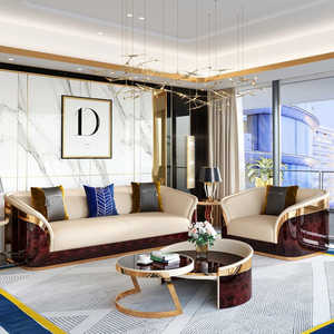 Lujoso <span class=keywords><strong>cuero</strong></span> natural tapizado chapa <span class=keywords><strong>de</strong></span> madera brillante Juego <span class=keywords><strong>de</strong></span> sofás <span class=keywords><strong>de</strong></span> sala <span class=keywords><strong>de</strong></span> estar sofás <span class=keywords><strong>se</strong></span> pueden personalizar - Product Image 2