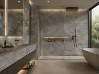 Dalles et carreaux en marbre gris Ayon poli pour revêtement mural, revêtement de sol, marches d'escalier, plans de toilette, parois de douche et découpe sur mesure