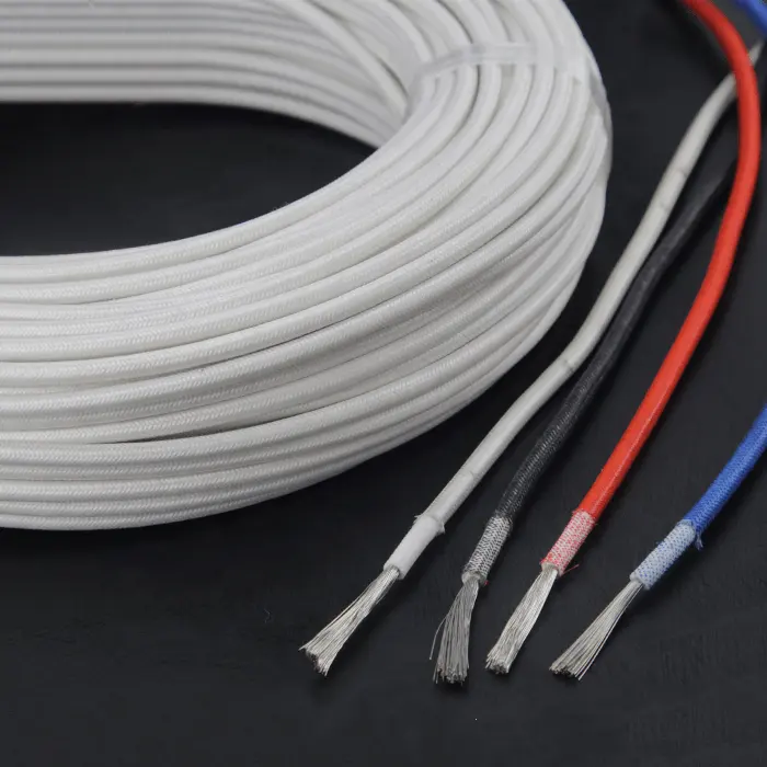 Cable trenzado de fibra de vidrio de 1,5mm, 2,5mm, 4mm, 6mm, 10mm, cable de silicona resistente al calor, cable de fibra de vidrio aislado de silicona para horno