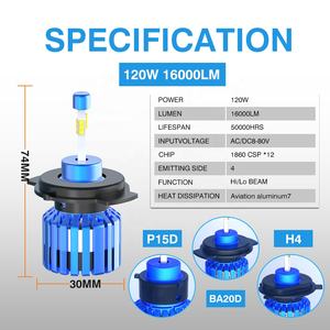 <span class=keywords><strong>Bombilla</strong></span> de Faro <span class=keywords><strong>LED</strong></span> Motoled H4 HS1 <span class=keywords><strong>H7</strong></span> P15D H6M AC/DC 120W 16000LM de Luz Alta y Baja para Motocicletas, Coches, Todoterrenos, ATV, UTV - Product Image 2