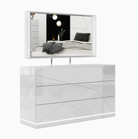Ensemble de meubles de chambre à coucher en bois MDF de luxe moderne, 4 à 5 pièces, lits Queen/King size, y compris table de chevet, commode, armoire latérale