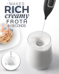 Mousseur à lait électrique portatif à piles, batteur à mousse, mélangeur de boissons avec <span class=keywords><strong>fouet</strong></span> en acier inoxydable pour café et mousse de lait - Product Image 2