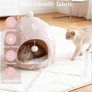 Graziosa Cuccia Rosa Pelosa Antiscivolo per Gatti con Cuscino Rimovibile e Lavabile - Product Image 1