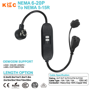 สายอะแดปเตอร์ GFCI แบบอินไลน์ 250V NEMA 6-20P ถึง 6-15R พร้อมสายไฟ 12AWG 14AWG โมดูลป้องกัน TEST RESET ได้รับการรับรอง ETL - Product Image 1