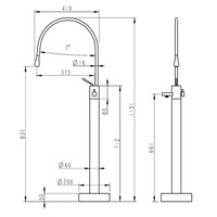 Mitigeur de lavabo sur pied de luxe noir pour eau chaude et froide