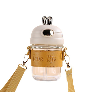 Copo de Água de Vidro Reutilizável e Ecológico Estilo Coelho Fofo com Canudo, Caneca de Café, Garrafa de Água para Meninas com Canudo - Product Image 6