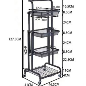 Étagère à épices de cuisine pliable en métal à 3 niveaux, rotative à 360 degrés, haute performance, avec roulettes, design moderne et luxueux - Product Image 2