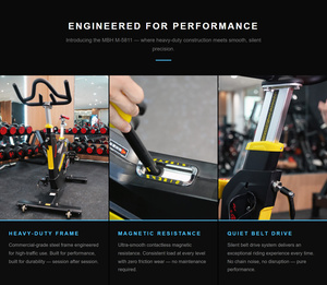 Vélo de spinning d'intérieur M 5811 – Entraîneur de fitness à domicile avec résistance réglable, transmission par courroie silencieuse, équipement d'exercice cardio - Product Image 2