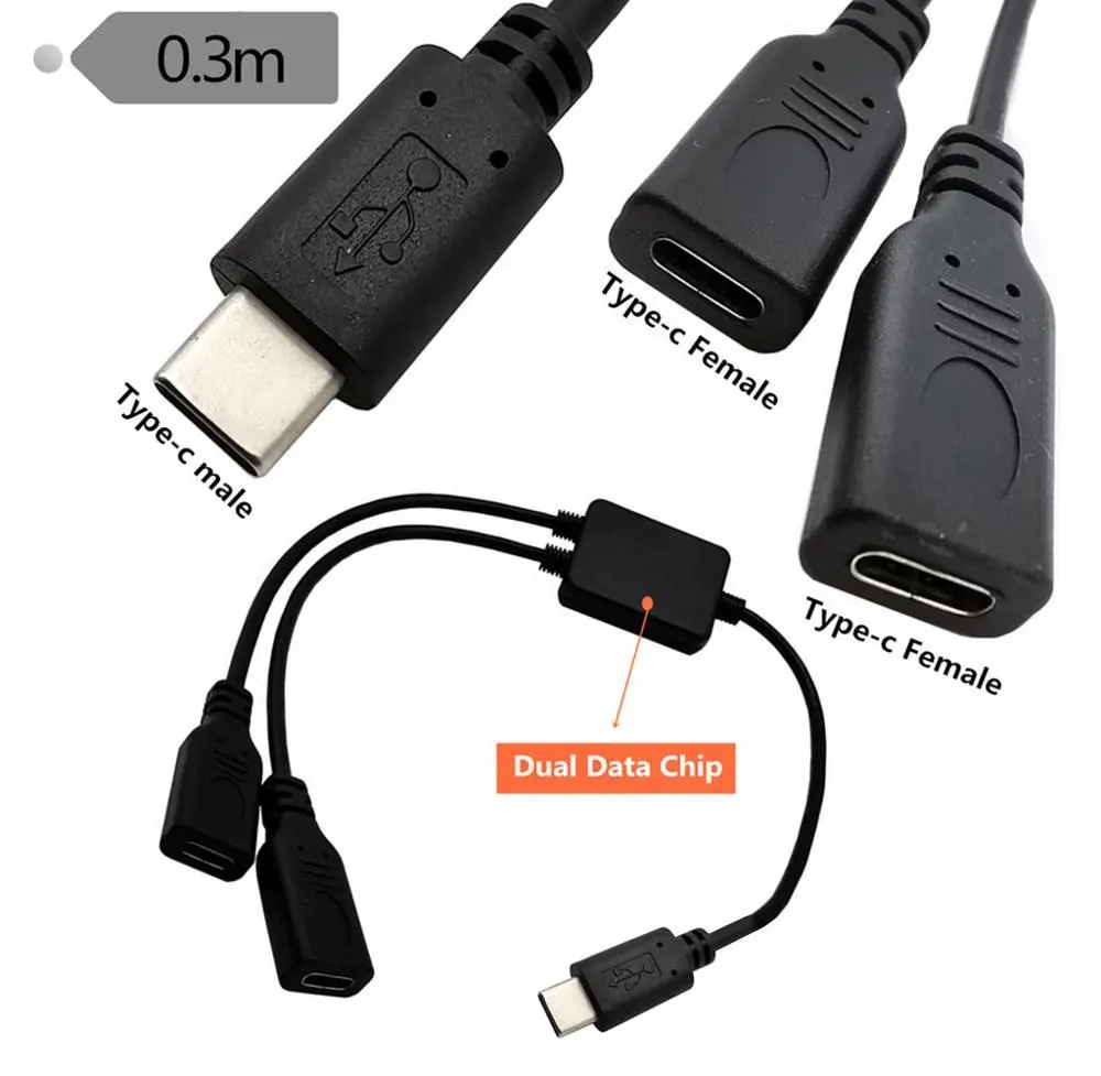 Cáp USB 1 Trong 2 Ra USB C 3.1 Cáp Mở Rộng Nam Sang AF Với Chip