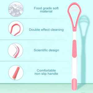 Nettoyant buccal grattoir à langue en silicone coloré de marque privée brosse de nettoyage grattoir à langue en plastique pour éliminer la mauvaise haleine - Product Image 2