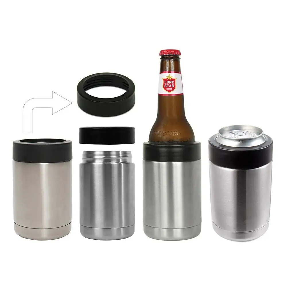 12oz Double Wall Vacuum Insulated Can Cooler Insulator Stainless Steel Beer Can Bottle Holder