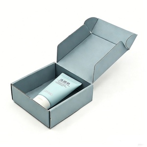 Boîte d'expédition en carton ondulé bleu poussière personnalisée, impression recto-verso, gaufrage, emballage de produit recyclable, vente chaude - Product Image 4