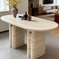 Table console moderne en travertin, table d'appoint en pierre pour entrée et salon