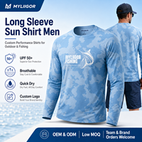 Chemise de pêche OEM UPF 50+ à manches longues, séchage rapide, pour vêtements de pêche personnalisés