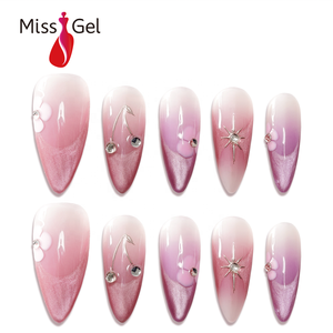 <span class=keywords><strong>Uñas</strong></span> Postizas Color <span class=keywords><strong>Rosa</strong></span> Ojo de Gato, Brillantes, con Alto Pigmento, Diseño Ojo de Gato, Forma Almendrada Personalizada, <span class=keywords><strong>Uñas</strong></span> <span class=keywords><strong>Bonitas</strong></span> y Lindas - Product Image 1