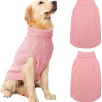 Pull en acrylique tricoté torsadé pour chien, col montant, idéal pour l'hiver et les promenades quotidiennes (vente en gros)