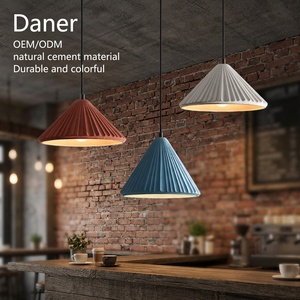 <span class=keywords><strong>Suspension</strong></span> plissée nordique en <span class=keywords><strong>ciment</strong></span>, style industriel conique moderne, lampe suspendue en béton pour îlot de cuisine et salle à manger - Product Image 1