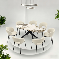 Ensemble table et chaises de salle à manger en céramique Pandora pour petits espaces, 4-6 places, mobilier de salle à manger standard pour la maison britannique