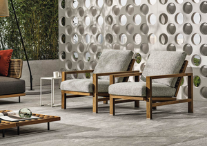 होटल लीजर गार्डन के लिए आधुनिक कबाना फर्नीचर सेट बबूल की लकड़ी का आउटडोर लाउंज सेट गोल विकर कुर्सी और सागौन की लकड़ी का सोफा - Product Image 6