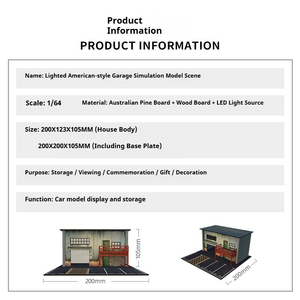 Modèle de scène de stationnement de <span class=keywords><strong>garage</strong></span> américain 1:64, petite maison en bois, modèle de voiture de simulation artisanal - Product Image 2