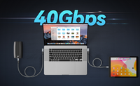 Kabel SYONG Tipe C 8K60Hz 90 Derajat USB4.0, Transfer Data 40Gbps, Pengiriman Daya 240w, Jalinan Nilon untuk MacBook, iPhone