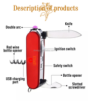 Briquet électrique USB rechargeable Lovisle Tech, coupe-vent, allumage latéral, avec couteau grattoir à barre de pression, idéal pour cadeaux promotionnels classiques