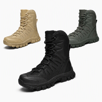 Bottes tactiques pour hommes, chaussures de randonnée antidérapantes, doublure en mesh, fermeture à lacets, été, hiver, trekking en plein air, hauteur genou, caoutchouc