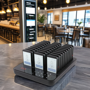 Système d'appel sans fil 30 bipeurs Buzzers Restaurant Café Hôtel Pager <span class=keywords><strong>CRONY</strong></span> QC300 Portée 500m 433.92MHz - Product Image 1