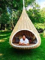 Fábrica de alta calidad Patio de ratán Muebles de Jardín mimbre Nido de Pájaro en forma de sofá cama al aire libre tumbona cama de día