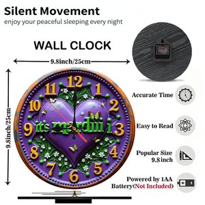 Round Wooden Wall <b>Clock</b> 25x25Cm Quiet Non Ticking For Study Room Office Decor - Product Image 5
