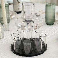 Ensemble de fontaine de vin moderne acrylique rond clair base noire personnalisée Judaica Shabbat kiddush Lucite fontaine tasse kiddush