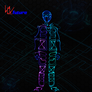 Costume squelette <span class=keywords><strong>futuriste</strong></span> LED, tenue lumineuse pour adulte, performance de fête, rechargeable, confortable, noir, scène, soirée, événement - Product Image 6