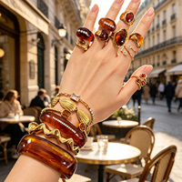 JUSNOVA Ensemble de bracelets en résine hypoallergénique, bracelets en résine colorés, bracelets pastel pour femmes, vente en gros, directement de l'usine